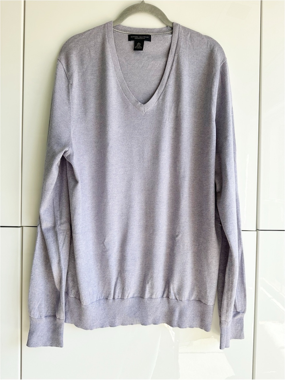 Banana Republic Luxury Blend Mens Purple Silk/Cotton/Cashmere V-Neck Sweater L
